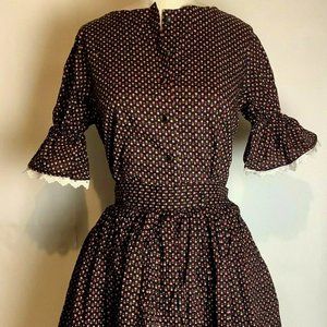 Vintage Black Floral Circle Skirt & Matching Top